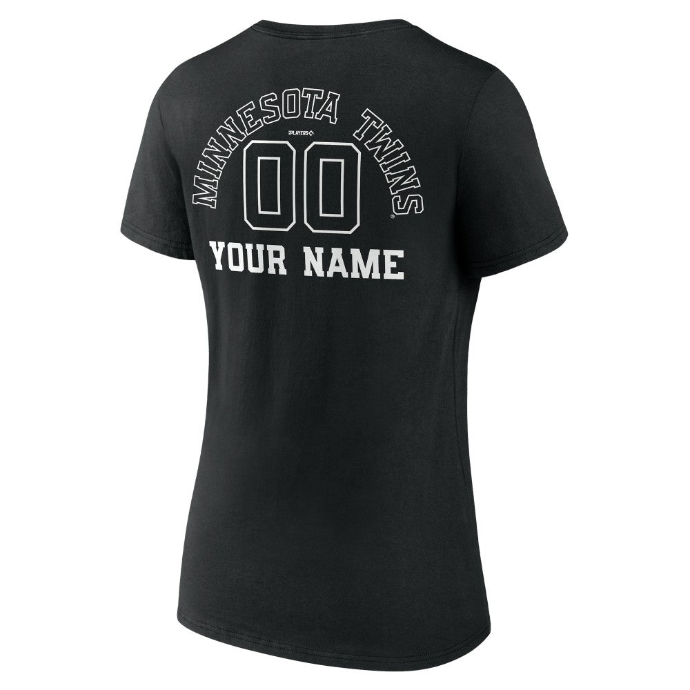 Minnesota Twins Women's Monochrome Personalized Name & Number V-Neck T-Shirt - MLB T-shirts