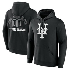 New York Mets Monochrome Personalized Name & Number Pullover Hoodie - MLB Hoodies