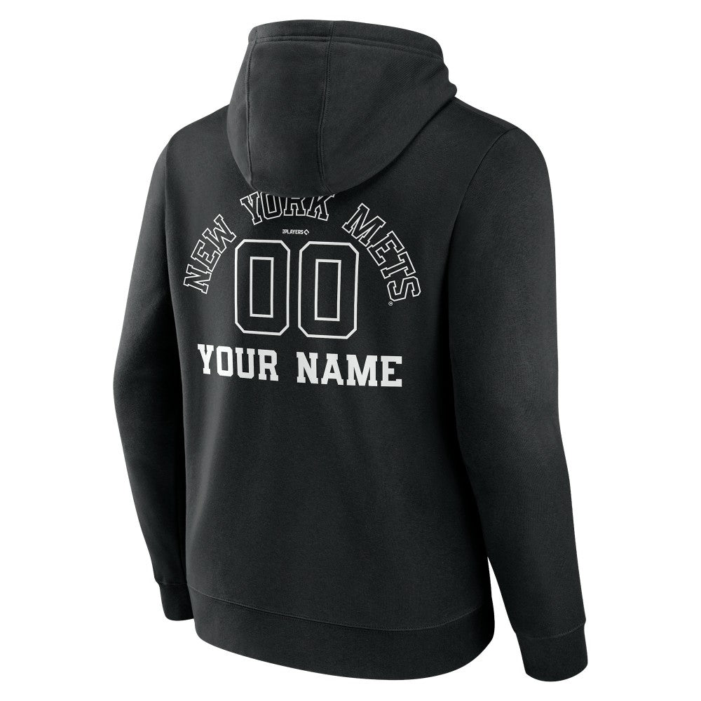 New York Mets Monochrome Personalized Name & Number Pullover Hoodie - MLB Hoodies