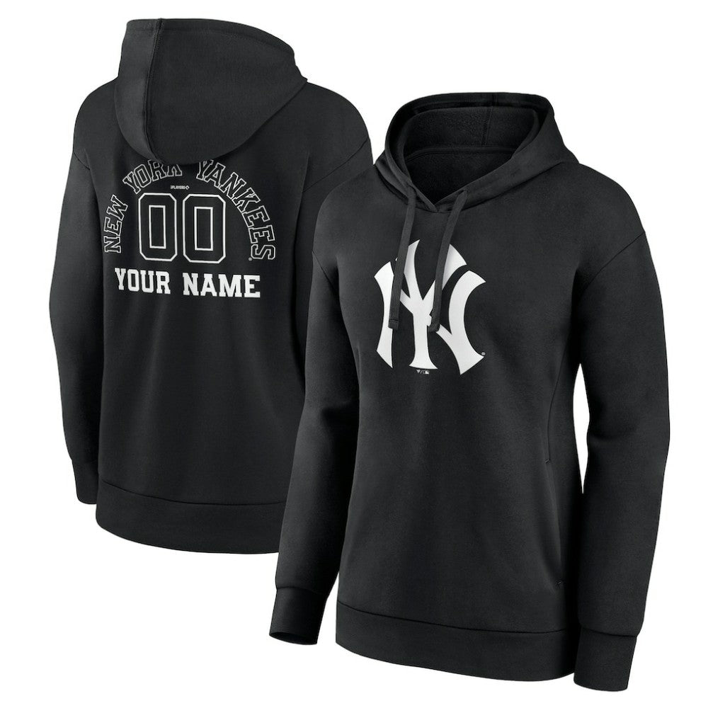 New York Yankees Women's Monochrome Personalized Name & Number Pullover Hoodie - MLB Hoodies