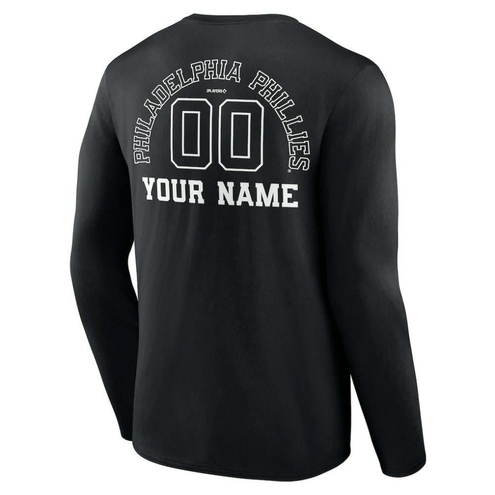 Philadelphia Phillies Monochrome Personalized Name & Number Long Sleeve T-Shirt - MLB T-shirts