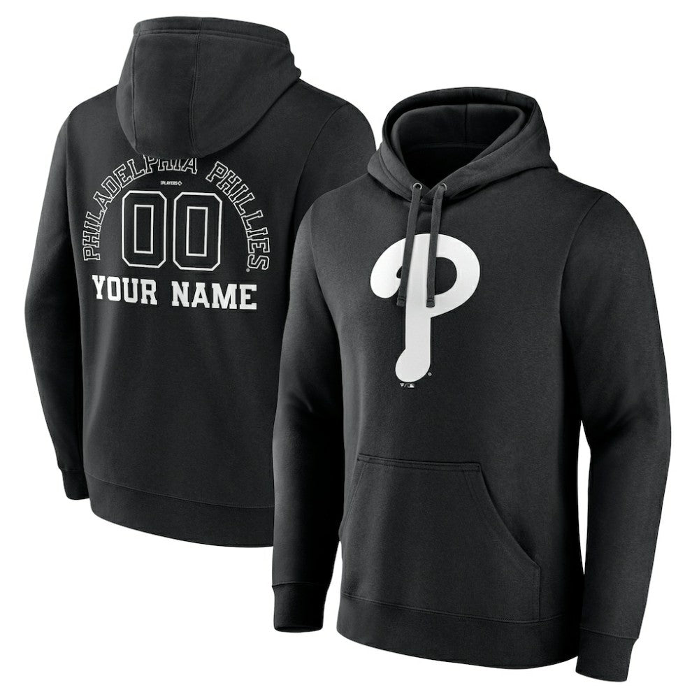 Philadelphia Phillies Monochrome Personalized Name & Number Pullover Hoodie - MLB Hoodies