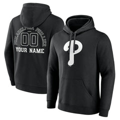 Philadelphia Phillies Monochrome Personalized Name & Number Pullover Hoodie - MLB Hoodies