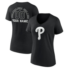 Philadelphia Phillies Women's Monochrome Personalized Name & Number V-Neck T-Shirt - MLB T-shirts
