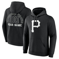 Pittsburgh Pirates Monochrome Personalized Name & Number Pullover Hoodie - MLB Hoodies