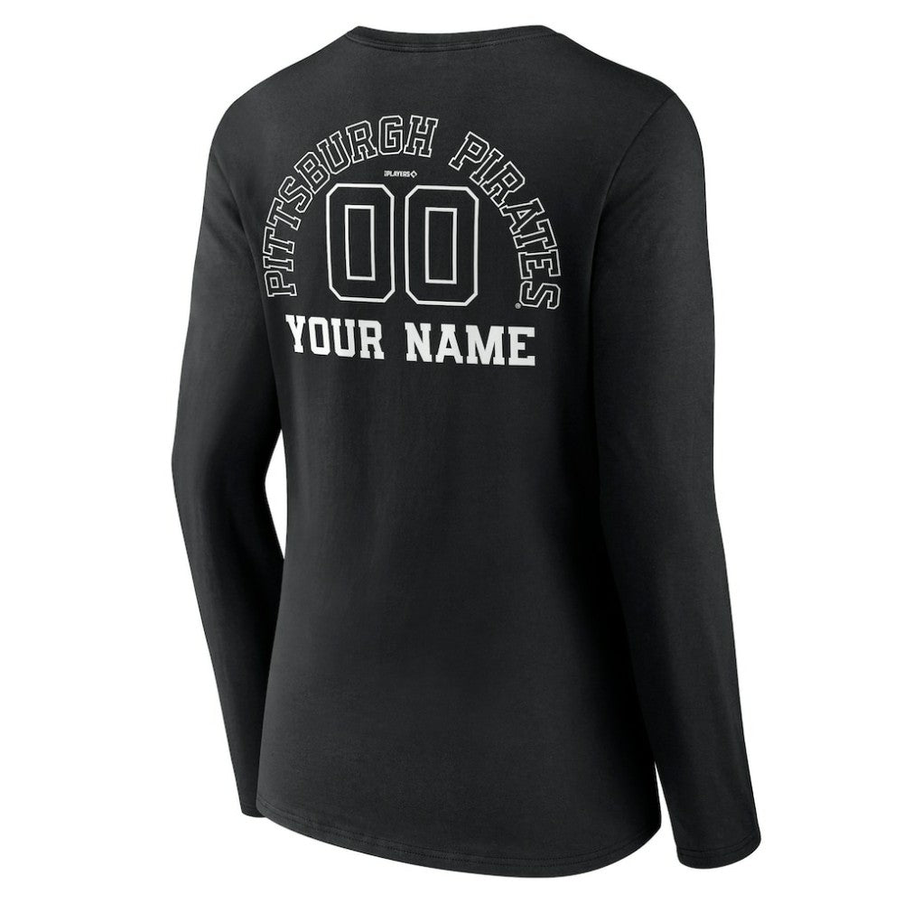 Pittsburgh Pirates Women's Monochrome Personalized Name & Number Long Sleeve V-Neck T-Shirt - MLB T-shirts