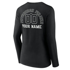 Pittsburgh Pirates Women's Monochrome Personalized Name & Number Long Sleeve V-Neck T-Shirt - MLB T-shirts