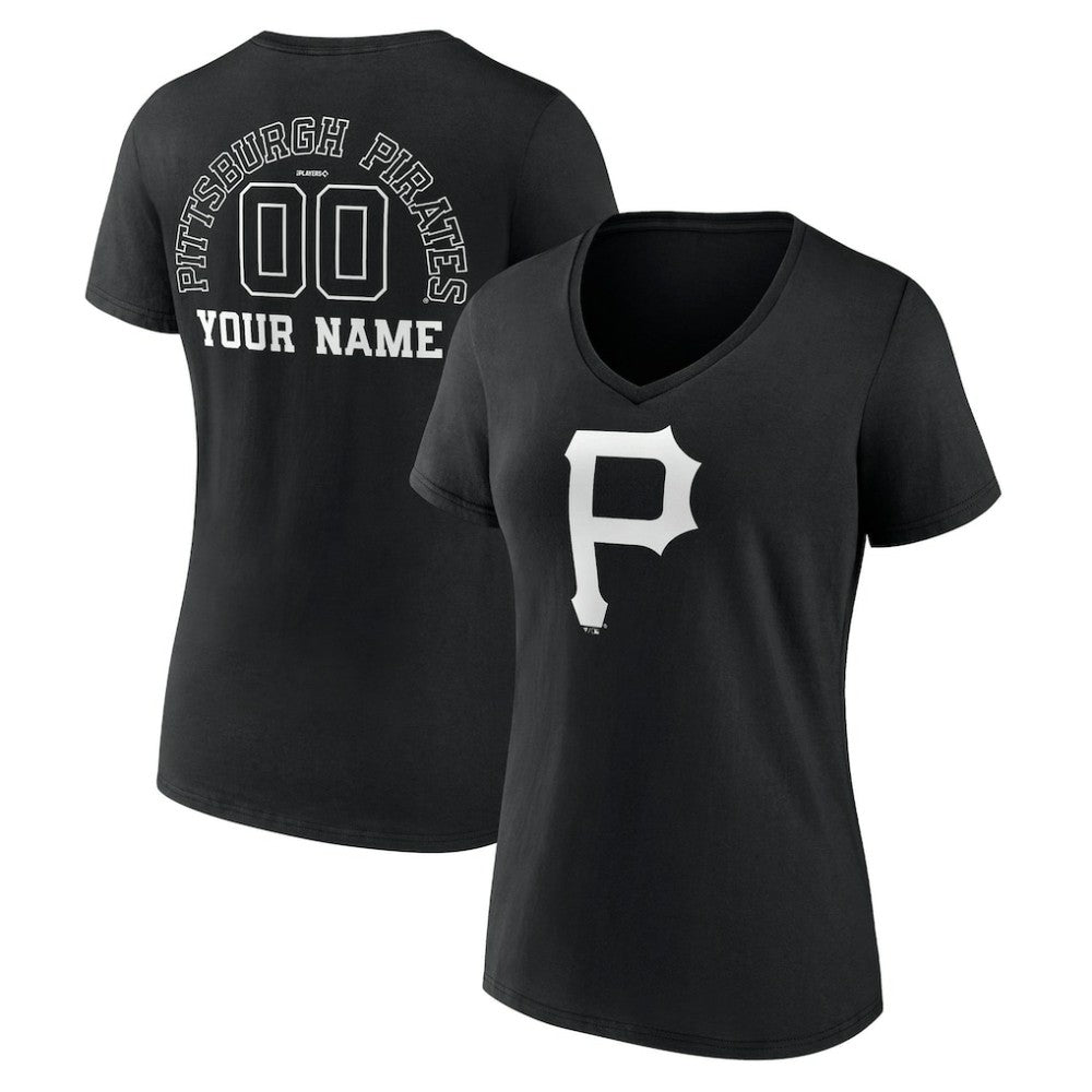 Pittsburgh Pirates Women's Monochrome Personalized Name & Number V-Neck T-Shirt - MLB T-shirts