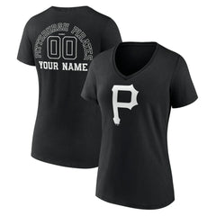 Pittsburgh Pirates Women's Monochrome Personalized Name & Number V-Neck T-Shirt - MLB T-shirts