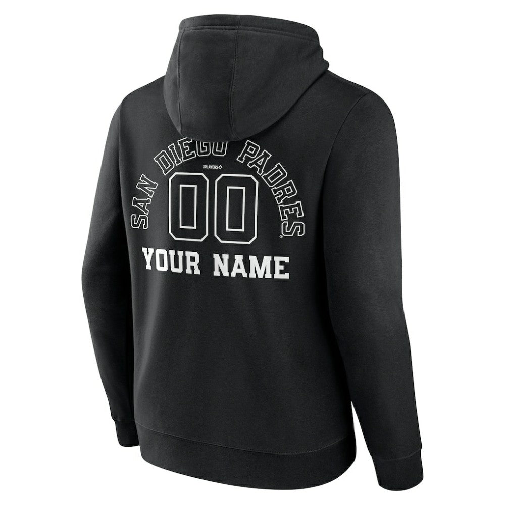 San Diego Padres Monochrome Personalized Name & Number Pullover Hoodie - MLB Hoodies