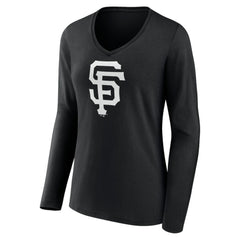 San Francisco Giants Women's Monochrome Personalized Name & Number Long Sleeve V-Neck T-Shirt - MLB T-shirts