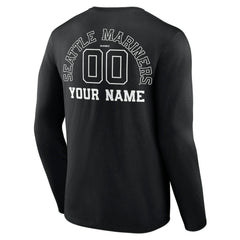 Seattle Mariners Monochrome Personalized Name & Number Long Sleeve T-Shirt - MLB T-shirts