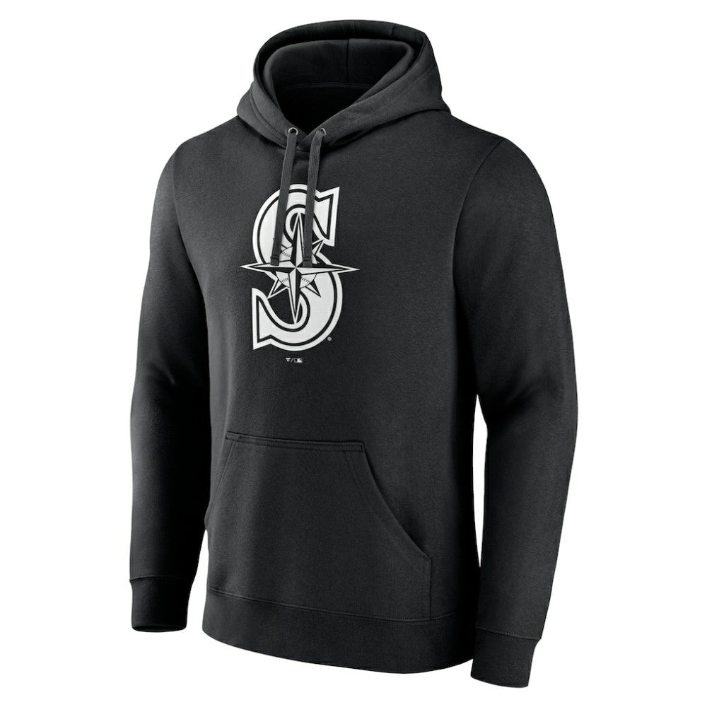 Seattle Mariners Monochrome Personalized Name & Number Pullover Hoodie - MLB Hoodies