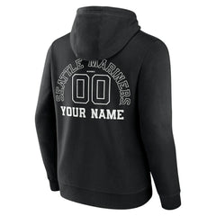 Seattle Mariners Monochrome Personalized Name & Number Pullover Hoodie - MLB Hoodies