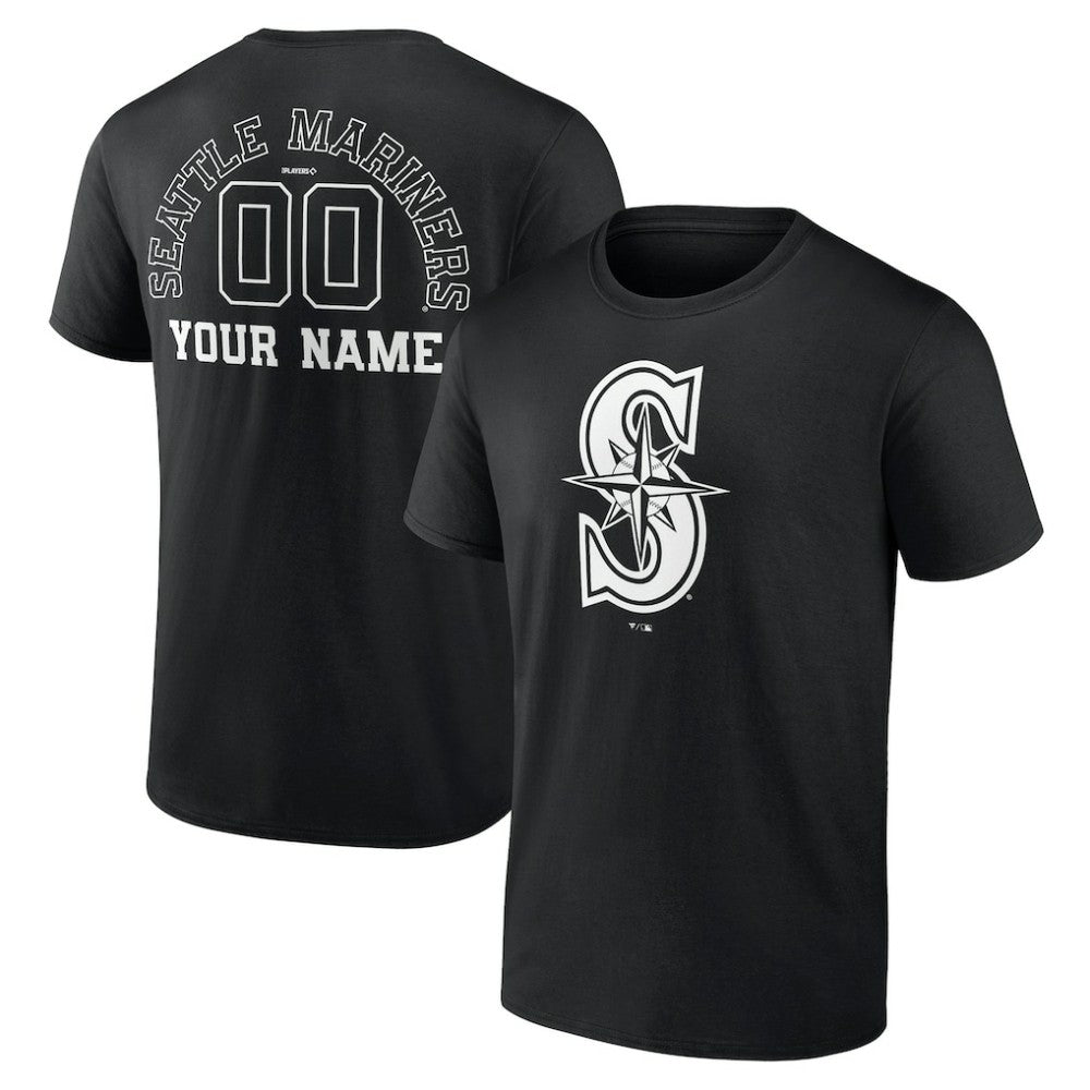 Seattle Mariners Monochrome Personalized Name & Number T-Shirt - MLB T-shirts
