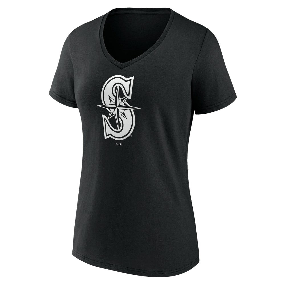 Seattle Mariners Women's Monochrome Personalized Name & Number V-Neck T-Shirt - MLB T-shirts