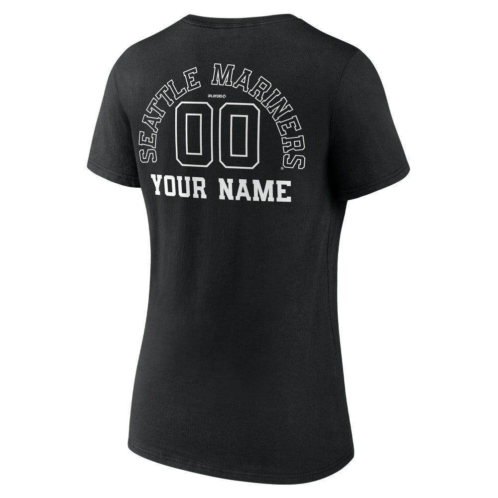 Seattle Mariners Women's Monochrome Personalized Name & Number V-Neck T-Shirt - MLB T-shirts