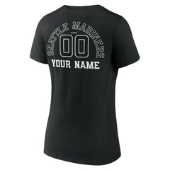Seattle Mariners Women's Monochrome Personalized Name & Number V-Neck T-Shirt - MLB T-shirts
