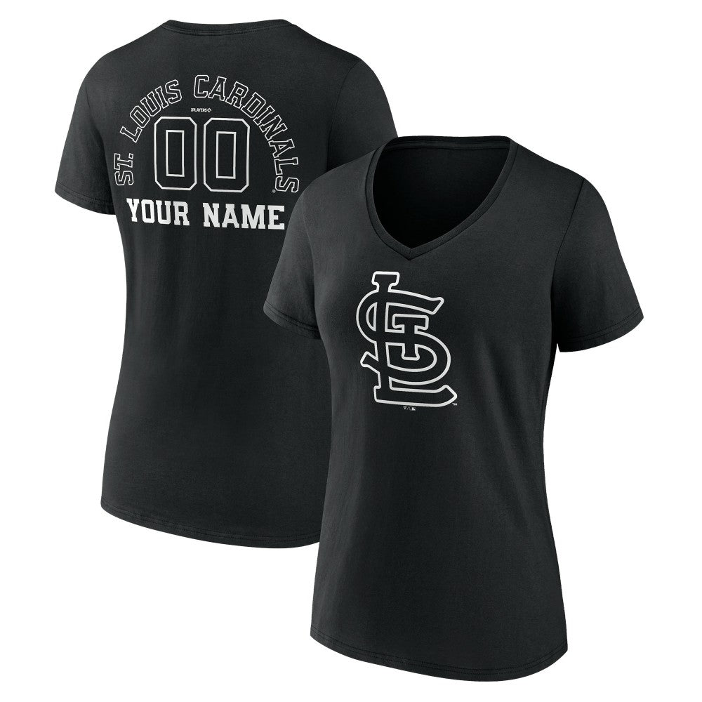 St. Louis Cardinals Women's Monochrome Personalized Name & Number V-Neck T-Shirt - MLB T-shirts