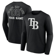 Tampa Bay Rays Monochrome Personalized Name & Number Long Sleeve T-Shirt - MLB T-shirts