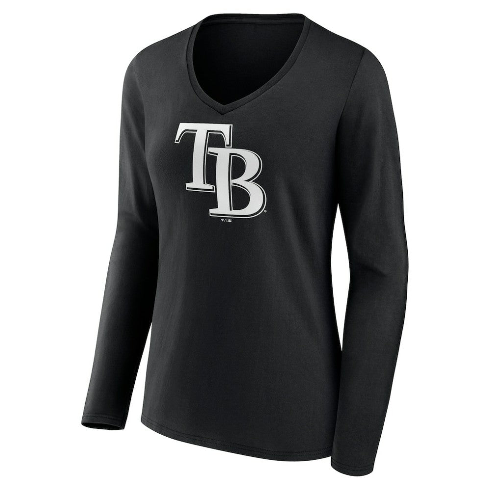 Tampa Bay Rays Women's Monochrome Personalized Name & Number Long Sleeve V-Neck T-Shirt - MLB T-shirts
