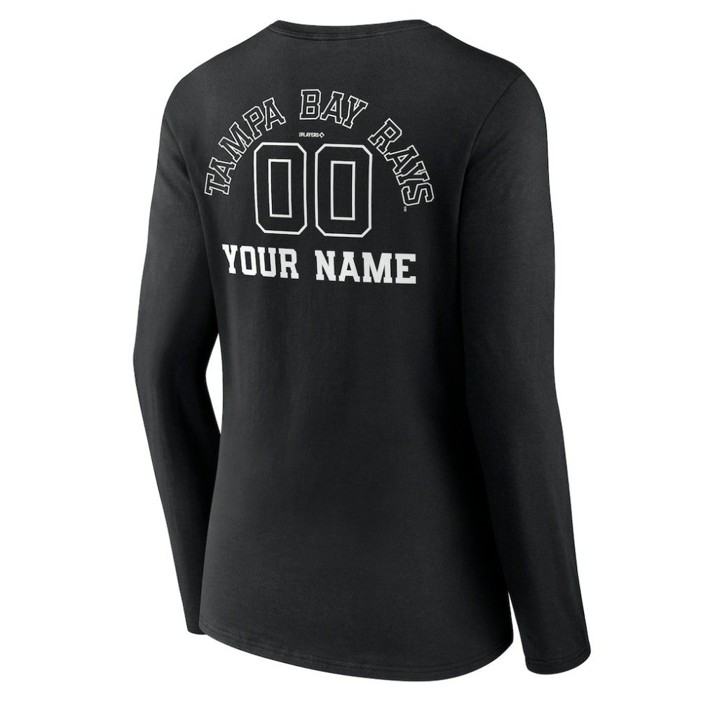 Tampa Bay Rays Women's Monochrome Personalized Name & Number Long Sleeve V-Neck T-Shirt - MLB T-shirts