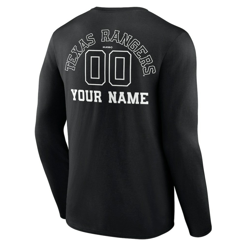 Texas Rangers Monochrome Personalized Name & Number Long Sleeve T-Shirt - MLB T-shirts