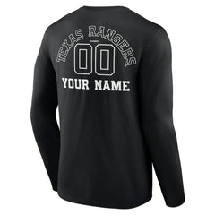 Texas Rangers Monochrome Personalized Name & Number Long Sleeve T-Shirt - MLB T-shirts