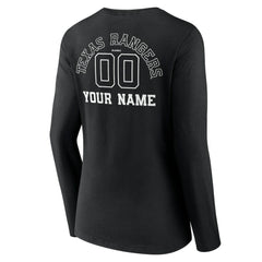 Texas Rangers Women's Monochrome Personalized Name & Number Long Sleeve V-Neck T-Shirt - MLB T-shirts