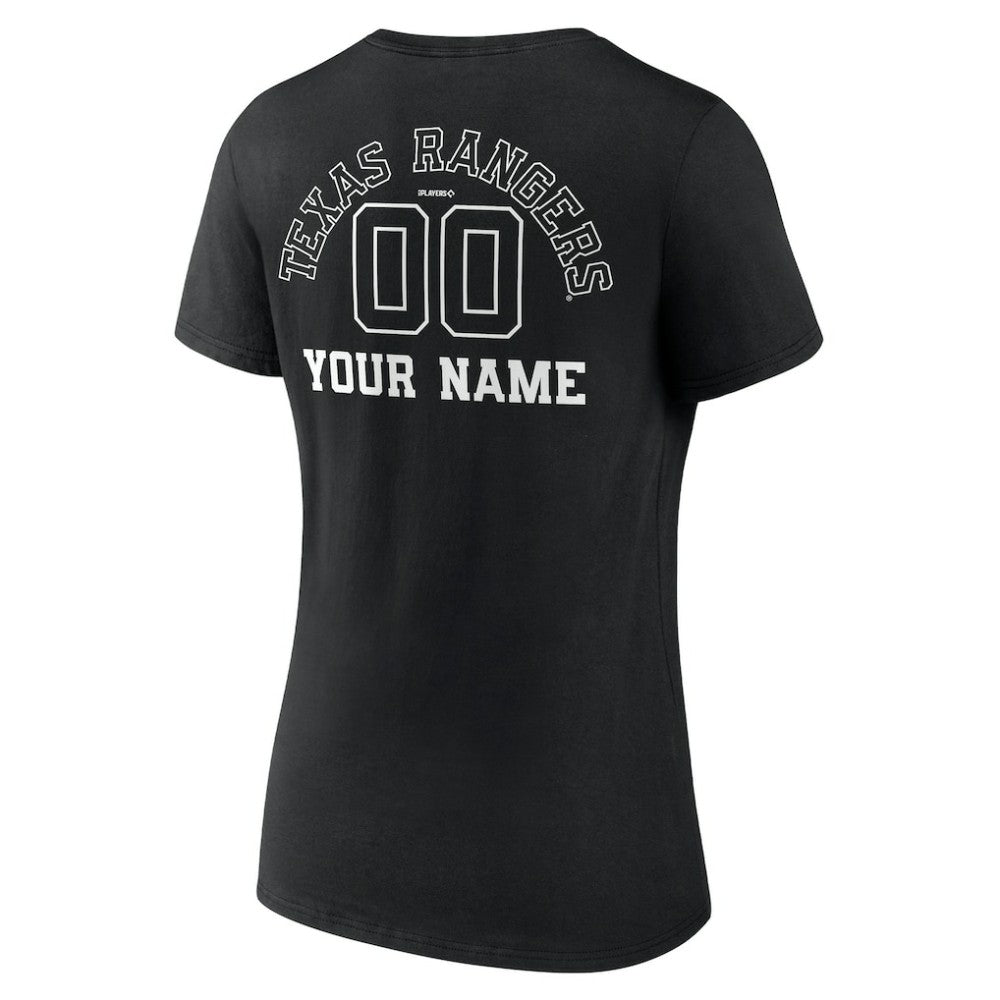 Texas Rangers Women's Monochrome Personalized Name & Number V-Neck T-Shirt - MLB T-shirts