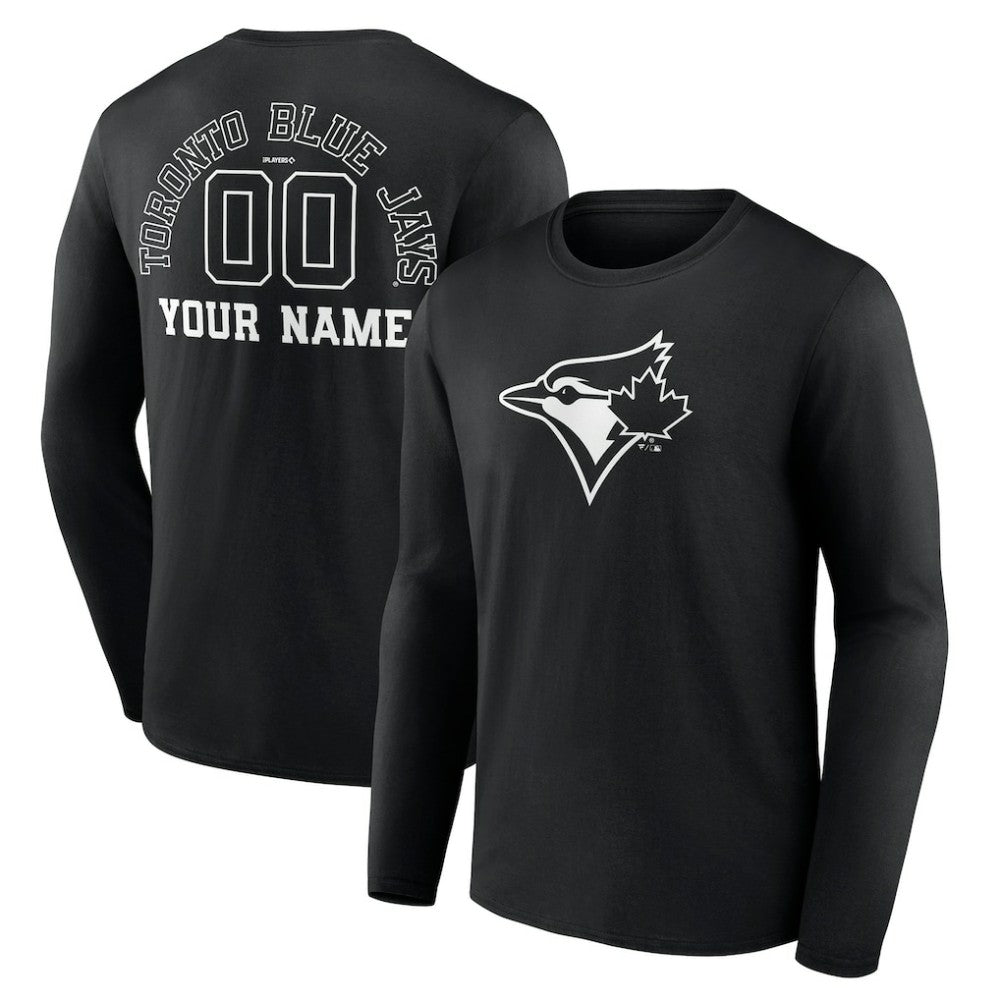 Toronto Blue Jays Monochrome Personalized Name & Number Long Sleeve T-Shirt - MLB T-shirts