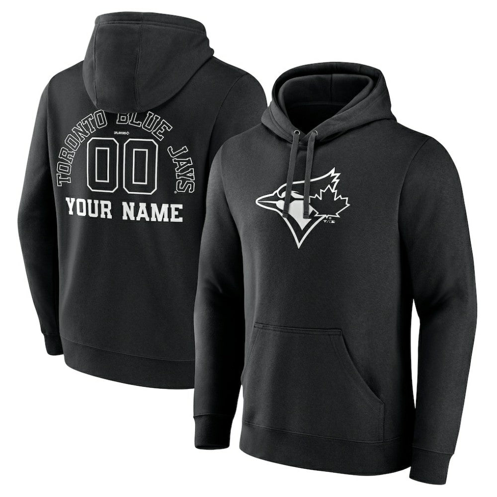 Toronto Blue Jays Monochrome Personalized Name & Number Pullover Hoodie - MLB Hoodies