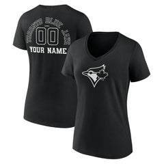Toronto Blue Jays Women's Monochrome Personalized Name & Number V-Neck T-Shirt - MLB T-shirts