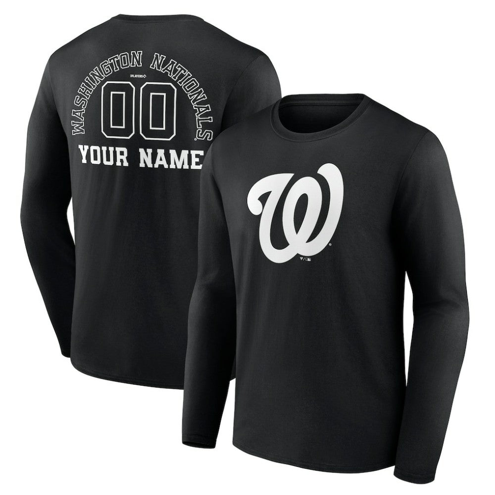 Washington Nationals Monochrome Personalized Name & Number Long Sleeve T-Shirt - MLB T-shirts