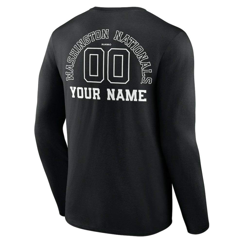 Washington Nationals Monochrome Personalized Name & Number Long Sleeve T-Shirt - MLB T-shirts