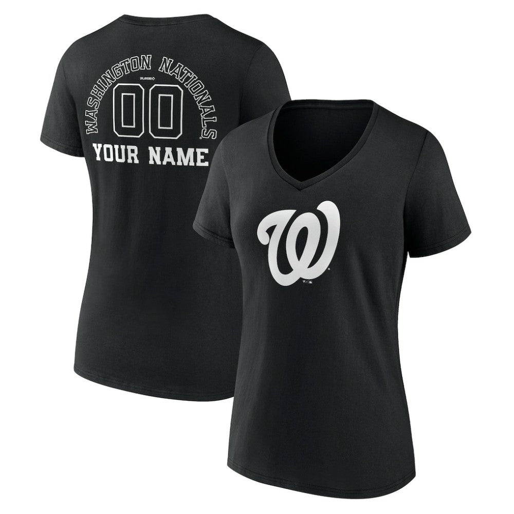 Washington Nationals Women's Monochrome Personalized Name & Number V-Neck T-Shirt - MLB T-shirts