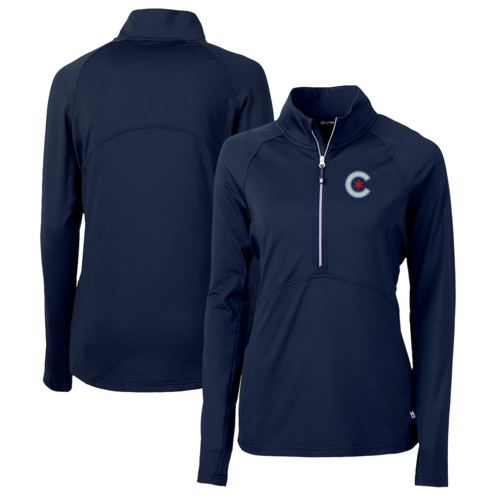 Chicago Cubs Cutter & Buck Women's City Connect Adapt Eco Knit Recycled Half-Zip Pullover Top - MLB Pullover
