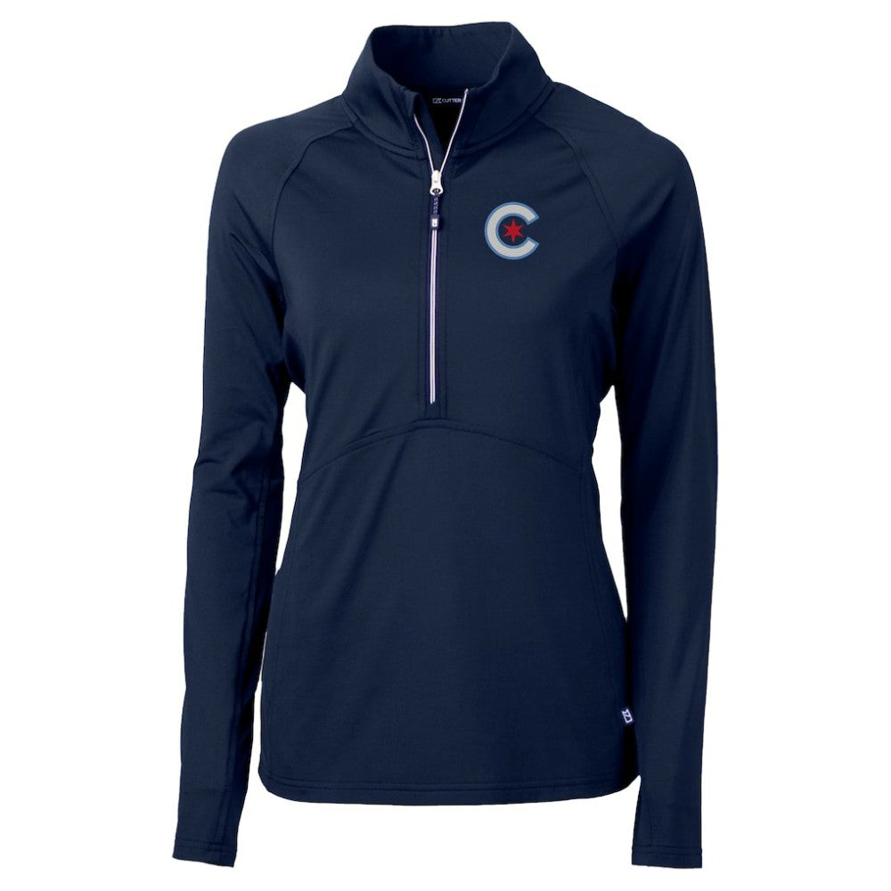 Chicago Cubs Cutter & Buck Women's City Connect Adapt Eco Knit Recycled Half-Zip Pullover Top - MLB Pullover