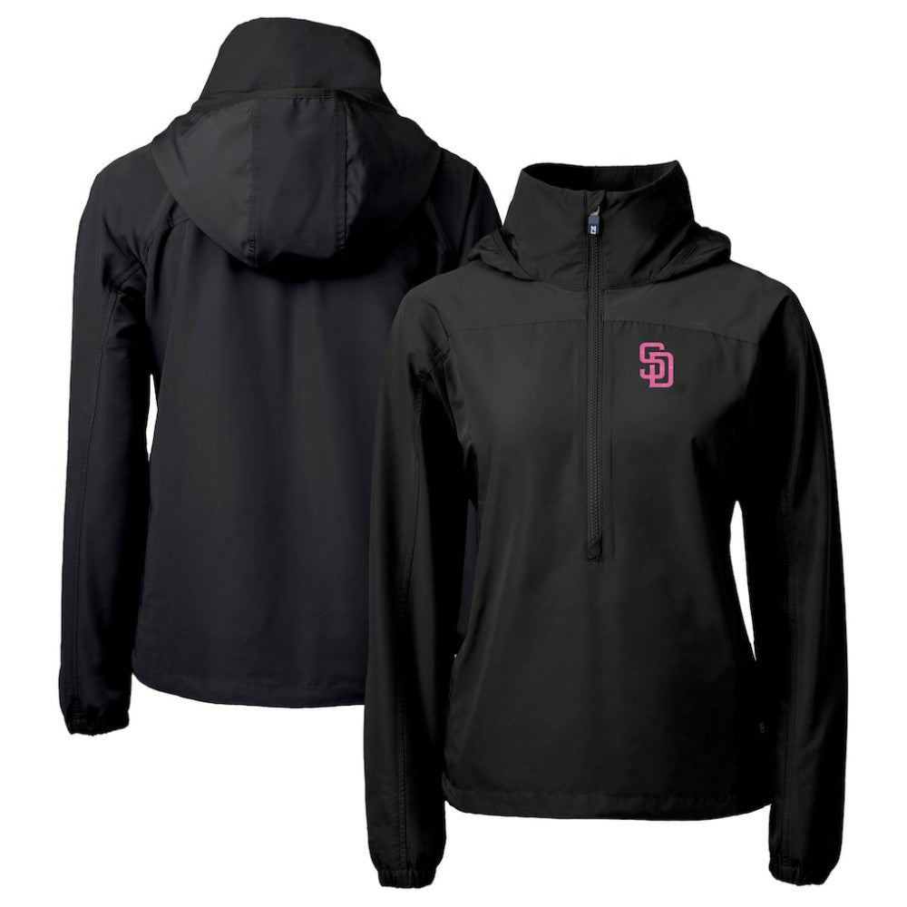 San Diego Padres Cutter & Buck Women's City Connect Charter Eco Recycled Half-Zip Anorak Jacket - MLB Jackets