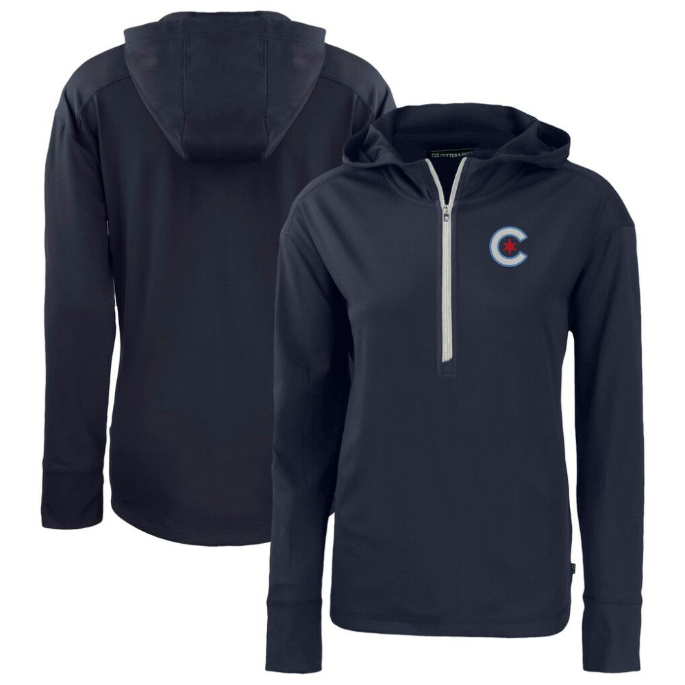 Chicago Cubs Cutter & Buck Women's City Connect Daybreak Eco Recycled Half-Zip Hoodie - MLB Hoodies