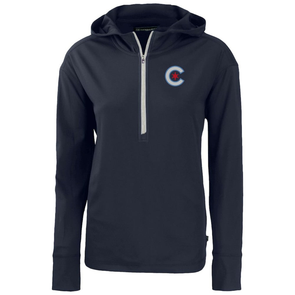 Chicago Cubs Cutter & Buck Women's City Connect Daybreak Eco Recycled Half-Zip Hoodie - MLB Hoodies