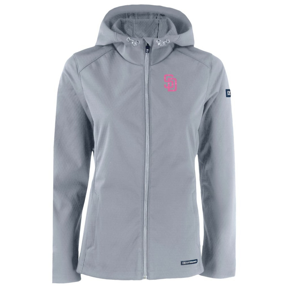 San Diego Padres Cutter & Buck Women's City Connect Evoke Eco Softshell Recycled Full-Zip Hoodie Jacket - MLB Jackets
