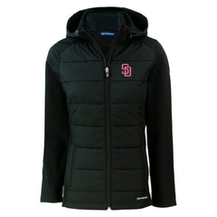San Diego Padres Cutter & Buck Women's City Connect Evoke Hybrid Eco Softshell Recycled Full-Zip Hoodie Jacket - MLB Jackets