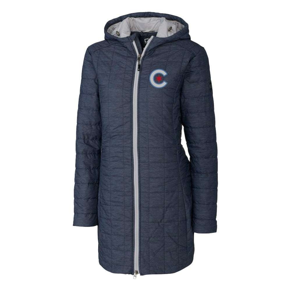 Chicago Cubs Cutter & Buck Women's City Connect Rainier PrimaLoft Eco Insulated Hooded Long Coat - MLB