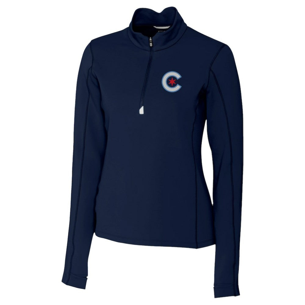 Chicago Cubs Cutter & Buck Women's City Connect Traverse Stretch Quarter-Zip Pullover Top - MLB Pullover