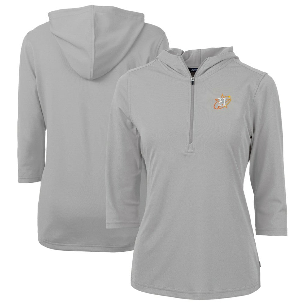 Houston Astros Cutter & Buck Women's City Connect Virtue Eco Pique Recycled Half-Zip Pullover Hoodie - MLB Hoodies
