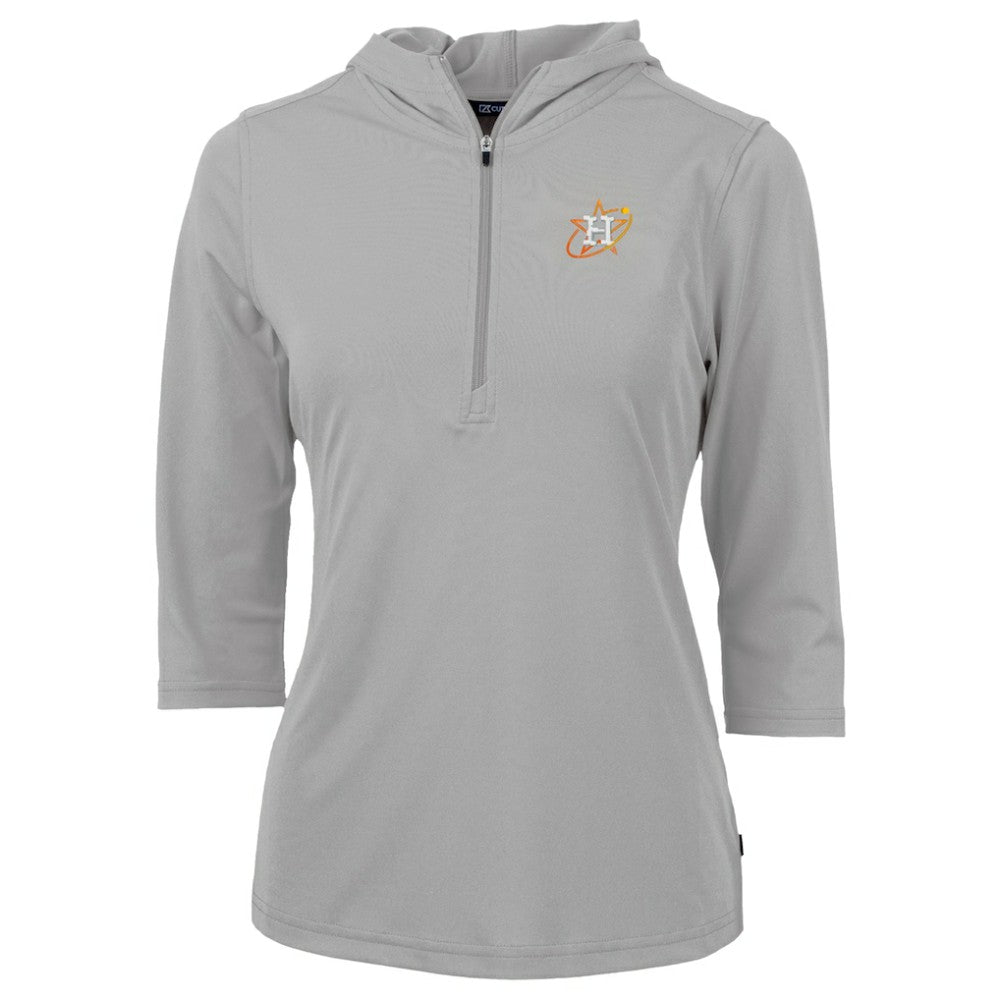 Houston Astros Cutter & Buck Women's City Connect Virtue Eco Pique Recycled Half-Zip Pullover Hoodie - MLB Hoodies