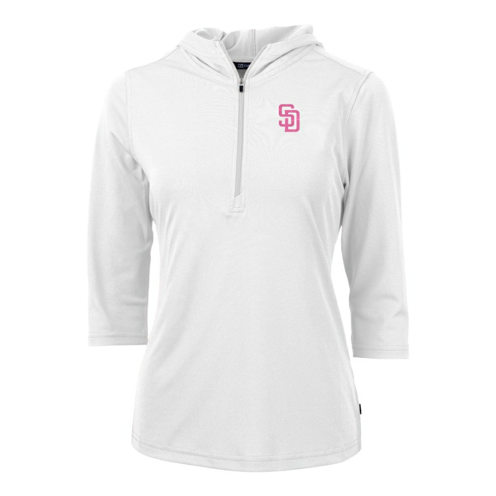 San Diego Padres Cutter & Buck Women's City Connect Virtue Eco Pique Recycled Half-Zip Pullover Hoodie - MLB Hoodies