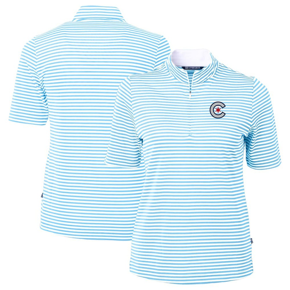 Chicago Cubs Cutter & Buck Women's City Connect Virtue Eco Pique Stripe Recycled Top - MLB Tops