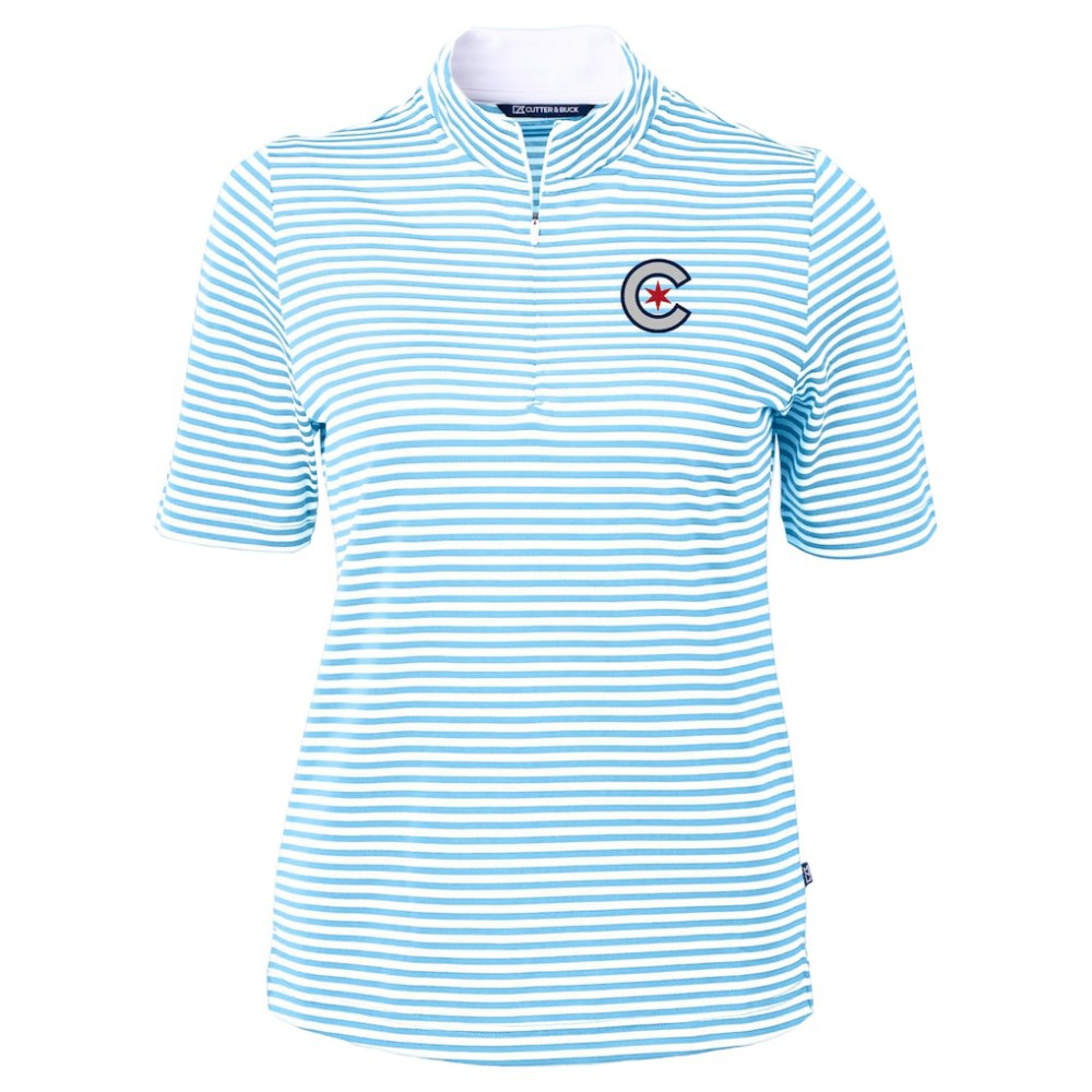 Chicago Cubs Cutter & Buck Women's City Connect Virtue Eco Pique Stripe Recycled Top - MLB Tops